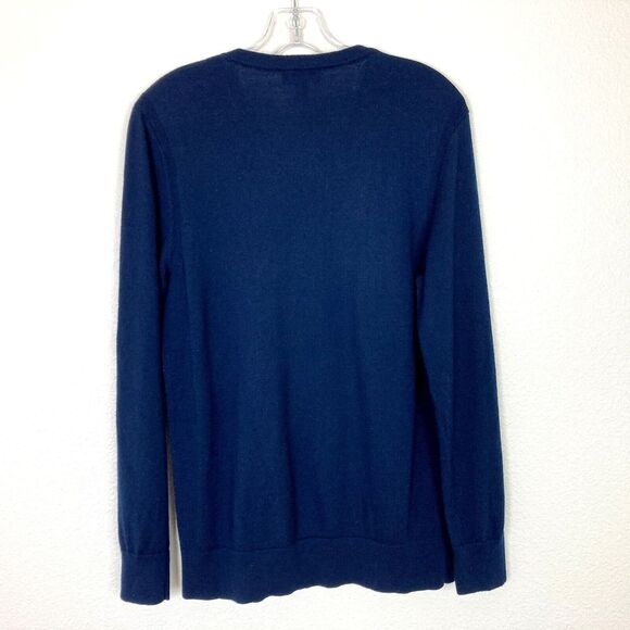 Express Men's V-Neck Sweater Merino Wool Blend Size M Navy Blue - Picture 5 of 5